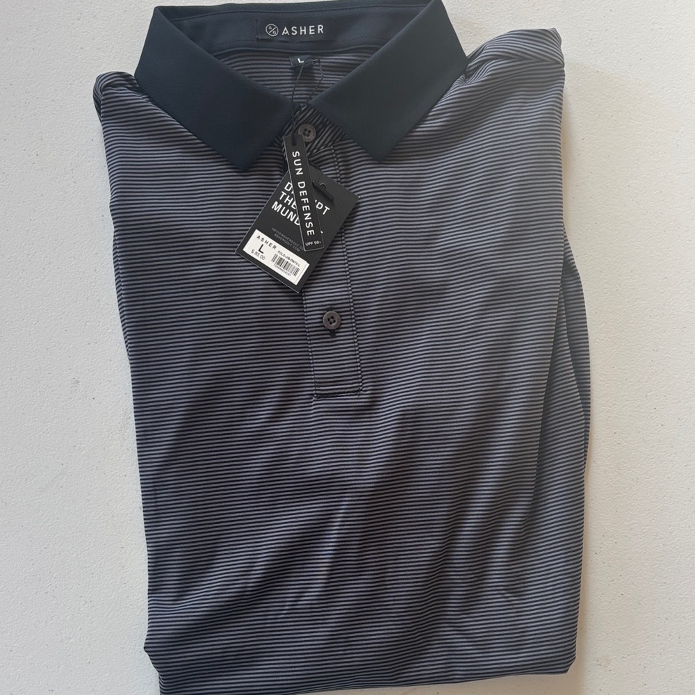 Asher Men's Black Striped Polo Shirt